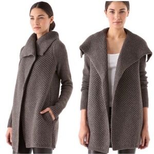 Vince Honeycomb Knit Yak and Wool Blend Draped Cardigan